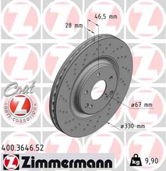 Zimmermann Sport Brake Disc for MERCEDES-BENZ CLK Cabriolet (A209) front