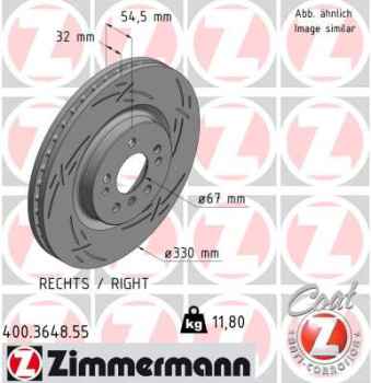 Zimmermann Sportbremsscheibe Black Z für MERCEDES-BENZ R-KLASSE (W251, V251) vorne rechts
