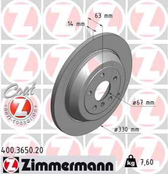 Zimmermann Brake Disc for MERCEDES-BENZ R-KLASSE (W251, V251) rear