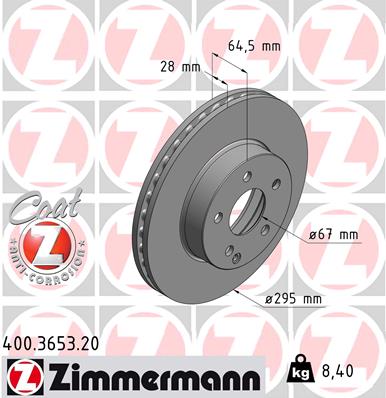 Zimmermann Bremsscheibe für MERCEDES-BENZ E-KLASSE Coupe (C207) vorne