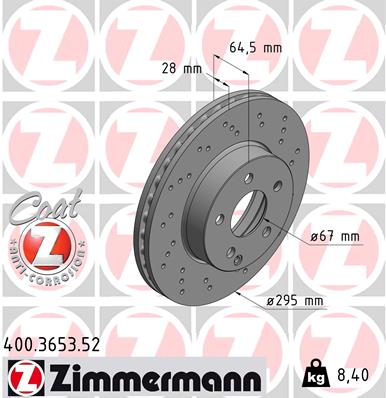 Zimmermann Sport Brake Disc for MERCEDES-BENZ E-KLASSE Cabriolet (A207) front