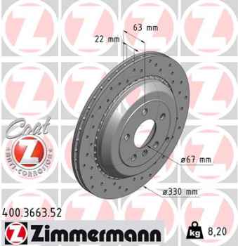Zimmermann Sport Brake Disc for MERCEDES-BENZ R-KLASSE (W251, V251) rear
