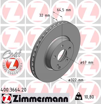 Zimmermann Bremsscheibe für MERCEDES-BENZ E-KLASSE (W212) vorne