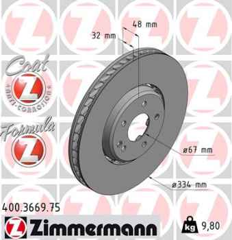 Zimmermann Brake Disc for MERCEDES-BENZ C-KLASSE (W202) front right
