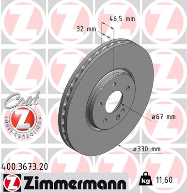 Zimmermann Brake Disc for CHRYSLER CROSSFIRE front