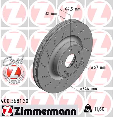 Zimmermann Brake Disc for MERCEDES-BENZ SLC (R172) front