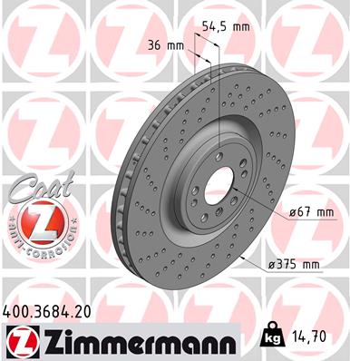 Zimmermann Brake Disc for MERCEDES-BENZ GL-KLASSE (X166) front