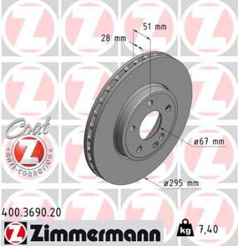 Zimmermann Brake Disc for MERCEDES-BENZ A-KLASSE (W176) front