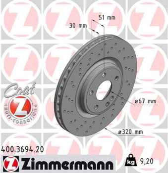 Zimmermann Brake Disc for MERCEDES-BENZ CLA Shooting Brake (X117) front