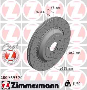Zimmermann Brake Disc for MERCEDES-BENZ M-KLASSE (W164) rear