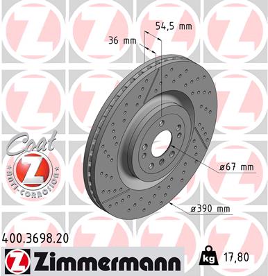 Zimmermann Brake Disc for MERCEDES-BENZ GL-KLASSE (X166) front