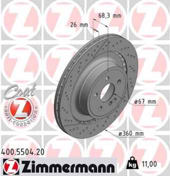 Zimmermann Brake Disc for MERCEDES-BENZ E-KLASSE (W212) rear