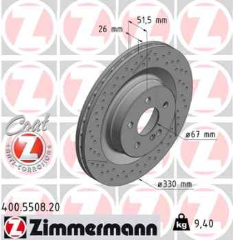 Zimmermann Brake Disc for MERCEDES-BENZ C-KLASSE T-Model (S204) rear
