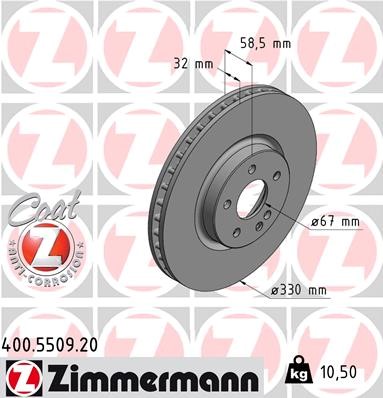 Zimmermann Brake Disc for MERCEDES-BENZ VITO Tourer (W447) front