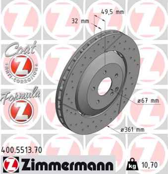 Zimmermann Brake Disc for MERCEDES-BENZ SLK (R171) front