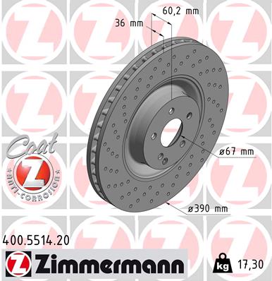 Zimmermann Brake Disc for MERCEDES-BENZ S-KLASSE Coupe (C216) front