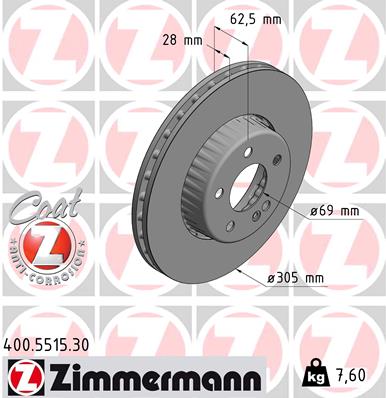 Zimmermann Bremsscheibe Formula S für MERCEDES-BENZ E-KLASSE T-Model (S213) vorne
