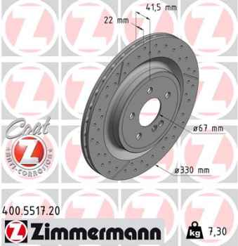 Zimmermann Brake Disc for MERCEDES-BENZ SLC (R172) rear