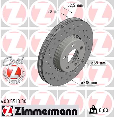Zimmermann Brake Disc for MERCEDES-BENZ C-KLASSE Coupe (C205) front