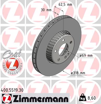 Zimmermann Bremsscheibe Formula S für MERCEDES-BENZ C-KLASSE Coupe (C205) vorne