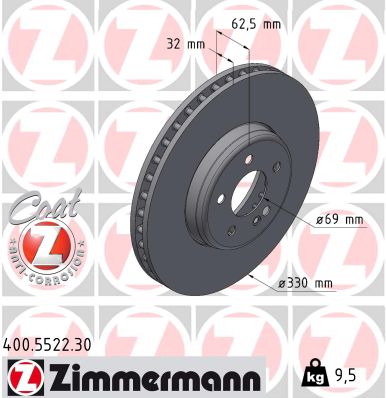 Zimmermann Bremsscheibe Formula S für MERCEDES-BENZ C-KLASSE Cabriolet (A205) vorne