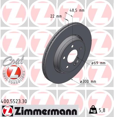 Zimmermann Brake Disc for MERCEDES-BENZ E-KLASSE (W213) rear