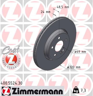 Zimmermann Bremsscheibe Formula S für MERCEDES-BENZ E-KLASSE T-Model (S213) hinten