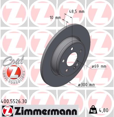 Zimmermann Brake Disc for MERCEDES-BENZ C-KLASSE Cabriolet (A205) rear