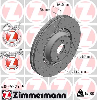 Zimmermann Brake Disc for MERCEDES-BENZ C-KLASSE Coupe (C205) front