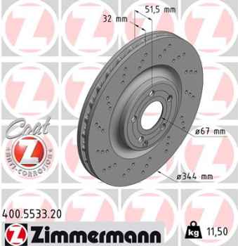 Zimmermann Brake Disc for MERCEDES-BENZ CLS (C218) front