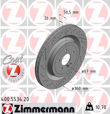 Zimmermann Brake Disc for MERCEDES-BENZ C-KLASSE Cabriolet (A205) rear