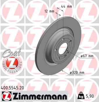 Zimmermann Brake Disc for MERCEDES-BENZ B-KLASSE (W247) rear