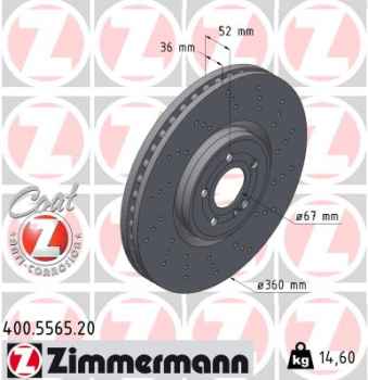 Zimmermann Brake Disc for MERCEDES-BENZ A-KLASSE (W177) front
