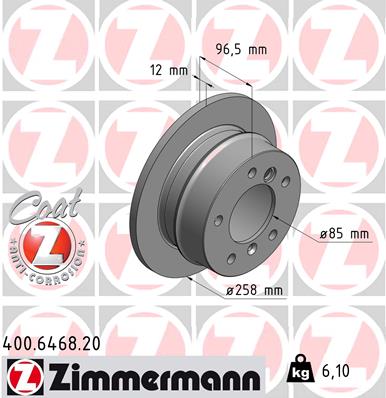 Zimmermann Brake Disc for MERCEDES-BENZ SPRINTER 2-t Kasten (901, 902) rear