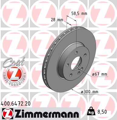 Zimmermann Brake Disc for MERCEDES-BENZ VITO Bus (W639) front