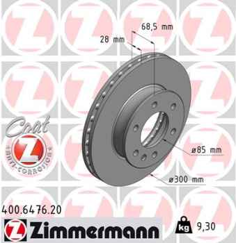 Zimmermann Brake Disc for MERCEDES-BENZ SPRINTER 5-t Kasten (906) front