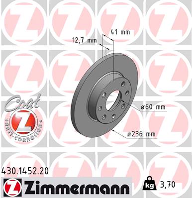 Zimmermann Brake Disc for OPEL CORSA A CC (S83) front