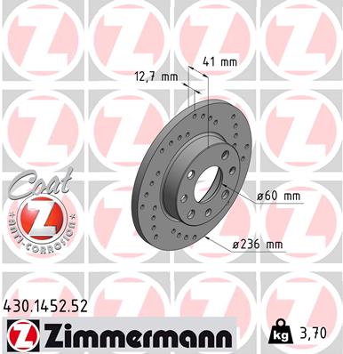 Zimmermann Sport Brake Disc for OPEL CORSA A CC (S83) front