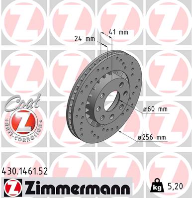Zimmermann Sport Brake Disc for OPEL KADETT E CC (T85) front
