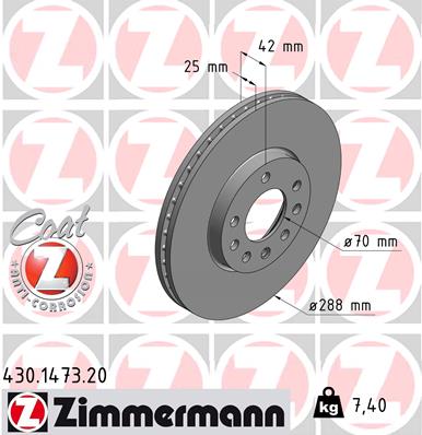 Zimmermann Brake Disc for SAAB 9-3 (YS3D) front