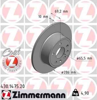 Zimmermann Brake Disc for SAAB 9-5 Kombi (YS3E) rear