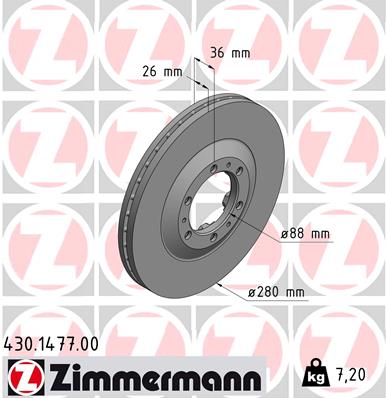Zimmermann Brake Disc for OPEL MONTEREY B (M98) front