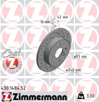 Zimmermann Sport Brake Disc for OPEL ASTRA H (A04) rear