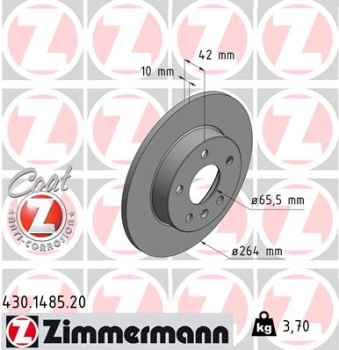 Zimmermann Brake Disc for OPEL ASTRA G CC (T98) rear