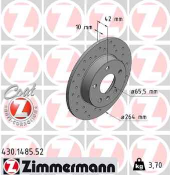 Zimmermann Sport Brake Disc for OPEL ASTRA G CC (T98) rear