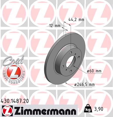 Zimmermann Brake Disc for OPEL AGILA (A) (H00) front