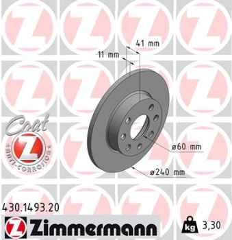 Zimmermann Brake Disc for OPEL CORSA C Kasten (X01) front