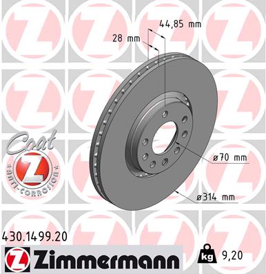 Zimmermann Brake Disc for SAAB 9-3X front