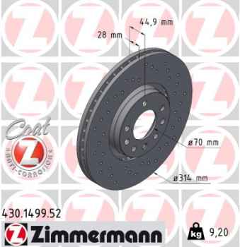 Zimmermann Sport Brake Disc for SAAB 9-3 Kombi (YS3F) front