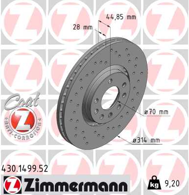 Zimmermann Sport Brake Disc for SAAB 9-3 Kombi (YS3F) front